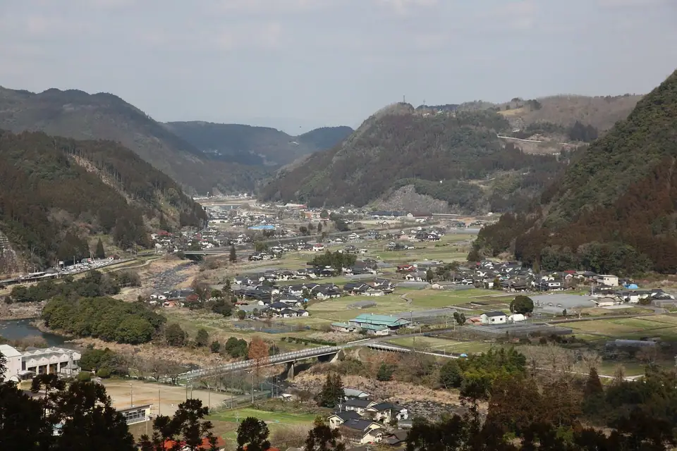 The Oyama district of Hita, seen from above, Hita, Oita