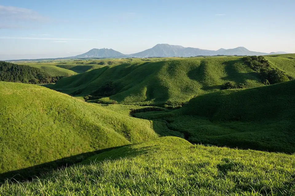 Green fields of the Aso caldera, Kyushu